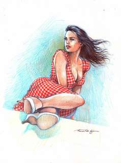 Thomas Du Caju | Thomas Du Caju - Originele tekening in kleur - Vleugels van hoop - Becky | Catawiki