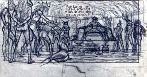 Cuvelier, Paul | Crayonné préparatoire à la mine de plomb, pour une planche | Cornette de St Cyr