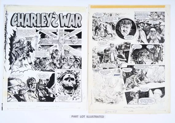 Lot 90 - Charley’s War (1979) 2 original artworks and 1 photocopy artwork (completing the episode) by Joe | Comic Book Auctions ltd