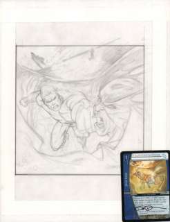 Dave Devries - Aquaman punch to the face pencil piece for painted card art - 2005 signed