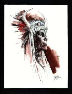 Follet, René | Follet, René - Originele tekening in kleur - Hommage Ã  Edw. S. Curtis | Catawiki