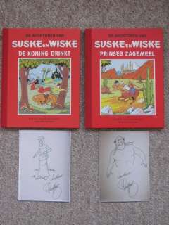 Willy Vandersteen | Suske en Wiske 6 + 7 - De Koning drinkt + Prinses Zagemeel - Rode Klassiek Reeks - 2x fraaie pentekening Paul Geerts - Cartonné - Réédition - (1993) | Catawiki