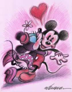 Joan Vizcarra | Mickey & Minnie "Surprise Kiss" - Original Drawing - Joan Vizcarra | Catawiki