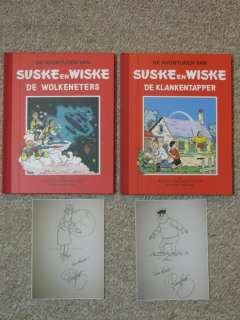 Willy Vandersteen | Suske en Wiske 44 + 45 - De Wolkeneters + De Klankentapper - Rode Klassiek Reeks - 2x fraaie pentekening Paul Geerts - Cartonné - Réédition - (1998) | Catawiki