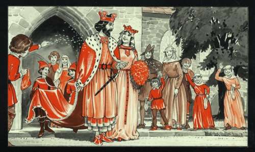 Vermoedelijk Jesus Blasco | Jesus Blasco ? - Originele gouache op papier - Eindscène uit een sprookje - (1955/1957) | Catawiki