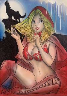 Alvin Silvrants | Red Riding Hood Hush - Original drawing in colour by Alvin Silvrants | Catawiki