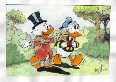Millet | Scrooge McDuck & Donald Duck - Original Drawing - Millet - Size: 21 x 29,5 cm | Catawiki