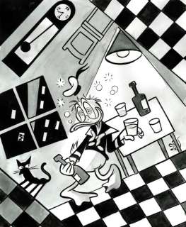 Tony Fernandez, Disney Artist | Donald Duck inspired by Dali’s "Madrid Drunk Man" (1922) - Original Painting - Tony Fernandez Signed - Acrylic Art | Catawiki