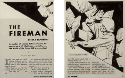  - Karl Rogers (American, 20th Century)
 The Fireman, Galaxy Science Fiction interior illustration, February 1951
 Ink on b...