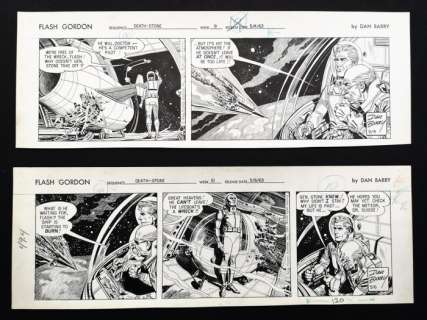 Dan Barry | Flash Gordon - 2x Original strip - Size (2x): 43 x 15 cm. - (1963/1963) | Catawiki