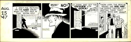 Chester Gould | Gould - "BEYOND THE DOOR",  DICK TRACY, Daily Strip (08/15/1947) | Russ Cochran