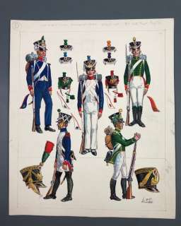 Funcken, Fred | Funcken, Fred - Dessin original couleur - L’Uniforme & armes des soldats du 1er Empire - Les pupilles - (1969) | Catawiki