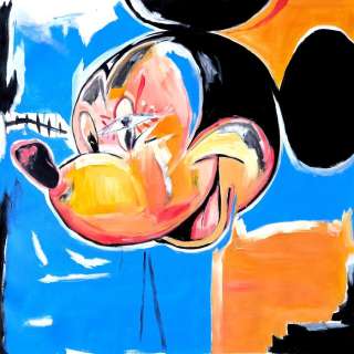 Ruttum, Street Artist | Mickey Mouse - Basquiat Tribute - Street Art Large Painting - RUTTUM - 105 x 105 cm - Acrylic Art - Canvas - Original Artwork | Catawiki
