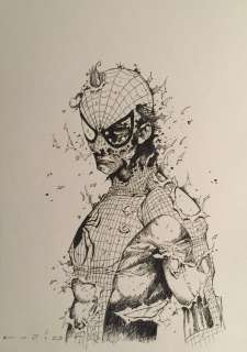 Jim Muniz - battle damaged spider-man bust page commission