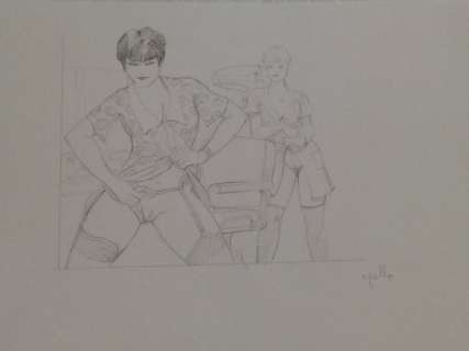 Leone Frollo | Leone Frollo - original artwork " Girls sexy ’ " firmata - Page volante - Exemplaire unique | Catawiki