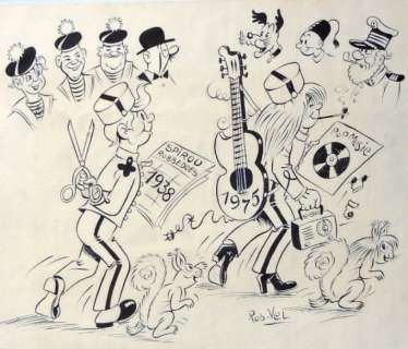 Rob-Vel - Â«Spirou 1938-1975Â» Encre de Chine pour un essai de couverture de