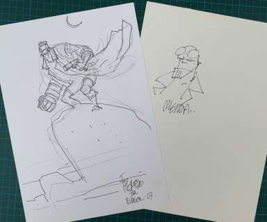 Mike Mignola And Duncan Fegredo | Two original Hellboy drawings - Two original Hellboy drawings | Catawiki