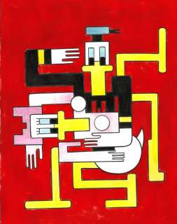 Tony Fernandez, Disney Artist | Donald & Daisy inspired by Fernand Léger - Large Original Painting - Tony Fernandez Signed - 62 x 50 cm | Catawiki