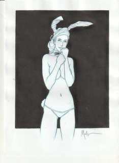 Malfin, Nicolas | Malfin, Nicolas - Dessin original - Golden City - Bunny Girl | Catawiki