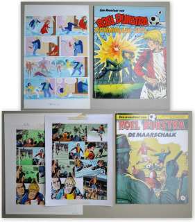 Steeman, Jan / Watson, Keith | Roel Dijkstra - 3x Originele Inkleuring + 2x zwartfilm + 2x album - Gevaarlijk spel + De maarschalk - Page volante - (1977/1981) | Catawiki