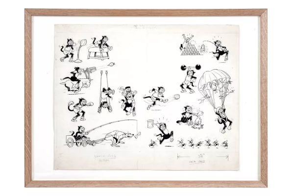 A sheet of original artwork featuring Korky the Cat | misc / divers