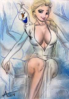 Alvin Silvrants | Frozen - Elsa with nice curves - Original drawing in colour by Alvin Silvrants | Catawiki
