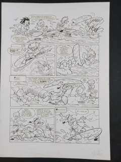 Sandro Perina | Sandro Perina - Tavola Originale n. 2 "Paperino Surfa" - Page volante - Exemplaire unique | Catawiki