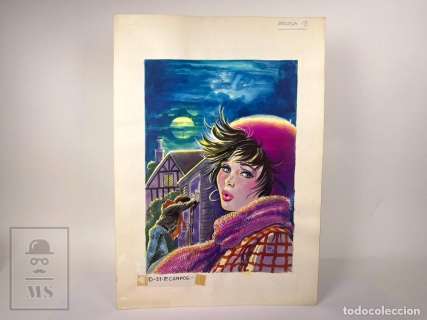 Obra Original Portada Revista Pecosa Nº 19 1986 Purita Campos Técnica Mixta 35,5 x 49,9 cm