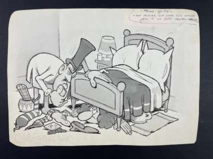 Benito Jacovitti | Benito Jacovitti Illustrazione Originale "Prima Notte" - Firmata | Catawiki