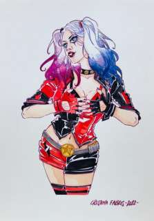 Cristina Fabris | Cristina Fabris - illustrazione originale â€œHarley Quinnâ€ - firmata - Page volante - Exemplaire unique - (2022) | Catawiki