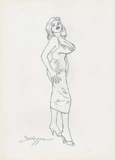 Roberto Baldazzini | Roberto Baldazzini - â€œJayne Mansfieldâ€ illustrazione a matita - firmata | Catawiki
