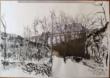 Baudoin, Edmond | Baudoin, Edmond - Dessin original - Les Chemins de l’eau en Provence n°21 - L’Aqueduc de Roquefavour - (2012/2012) | Catawiki
