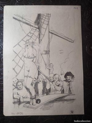 ILUSTRACIÓN DIBUJO A LÁPIZ. Boceto Trabajo. Cómic pulp horror erótico. Escuela Valenciana Años 60/70 | todocoleccion (Buy It Now)