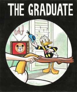 Tony Fernandez | Donald Duck, Daisy and Mickey Inspired By The Graduate (Film 1967) - Original Painting - Tony Fernandez Signed - Original Acrylic Art - 41 x 31 cm | Catawiki