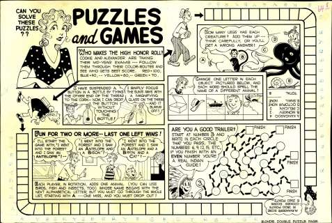 Unknown - BLONDIE DOUBLE PUZZLE PAGE (undated) | Russ Cochran