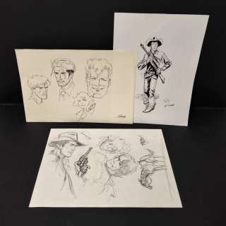 Gigi Simeoni | Dylan Dog, Martin Mystère, Tex - Gigi Simeoni - 3x sketch originali "Personaggi Bonelli" - Page volante - Exemplaire unique - (1995/1999) | Catawiki