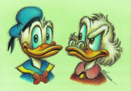 Joan Vizcarra | Donald Duck & His Uncle Scrooge Portraits - Original Drawing - Joan Vizcarra - Pencil Art - Original Artwork | Catawiki
