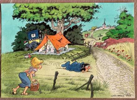 Gürsel, Gürcan | Gürsel, Gürcan - Dessin original couleur - Hommage à Franquin et Walthéry - (2016) | Catawiki