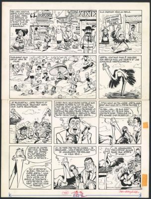 Marcel Gotlib | Planche originale 6 pour l’ histoire complète en 6 pages " Grëtel cigogne de première classe " - Les Dingodossiers | Daniel Maghen