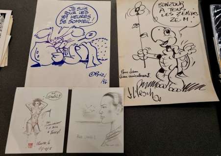 Pesch / Mounier / Jarry / Biz | Pesch / Mounier / Jarry / Biz - 4x dessin original dédicacé - (1986/2008) | Catawiki