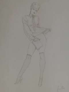 Leone Frollo | Leone Frollo - original artwork "Pin Up Erotica " firmata - Page volante - Exemplaire unique | Catawiki