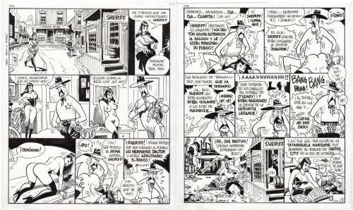 JORDI BERNET - Tavola originale per Clara de noche. Pubblicata in Italia su Skorpio n.27 del 2006. Cm. 29,5 x 35 ciascuna. Storia autoconclusiva di 2 pagine. Il prezzo è entrambe le tavole. Price for both pages!