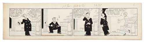 Chic Young Hand-Drawn ’’Blondie’’ Comic Strip From 1935 -- Blondie Runs Late | Nate Sanders