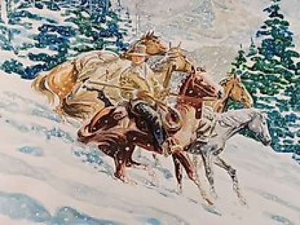 Luca Vannini | Ken Parker - Luca Vannini - Illustrazione ad acquerello firmata "Nel grande Nord" - Page volante - Exemplaire unique - (2004) | Catawiki