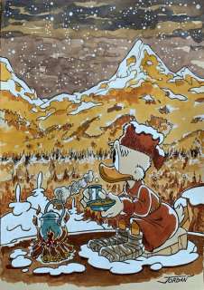 Julian Jordan | Uncle Scrooge - "Night Camp" - Original Colour Sketch by Julian Jordan | Catawiki