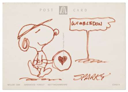 Charles Schulz Hand-Drawn Postcard of Snoopy, with Tennis Content | Nate Sanders
