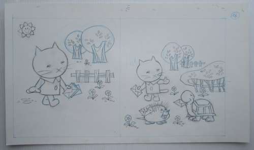 Ray Goossens (Studio) | Ray Goossens (Studio) - MUSTI - Originele pagina (potlood versie) (p.16) - Musti is jarig - (2003) | Catawiki