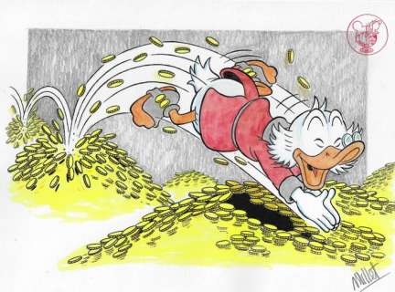 Millet | Uncle Scrooge - I’m in Love with You, Money - Original colour drawing by Millet | Catawiki