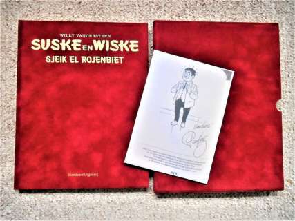 Willy Vandersteen | Suske en Wiske - Sjeik El Rojenbiet - Fluwelen uitgave in schuifdoos - met pentekening van Paul Geerts - Cartonné - Réédition - (2014) | Catawiki