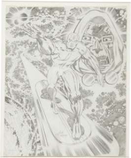 Jack Kirby Silver Surfer and Doctor Doom Large Pencil Sketch Original Art (1972). The King does it again with - | Heritage
